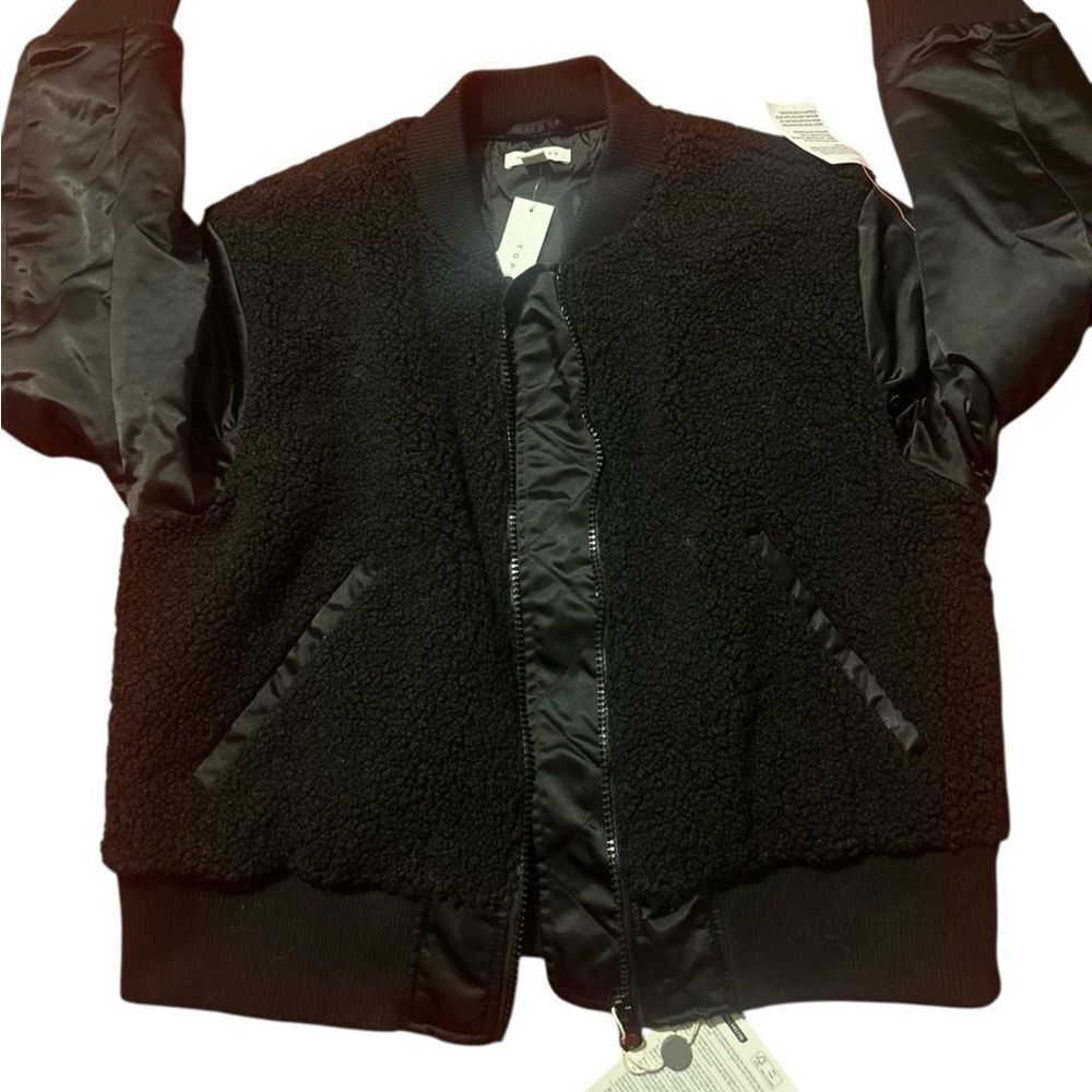 Topshop Satin Borg Bomber Jacket